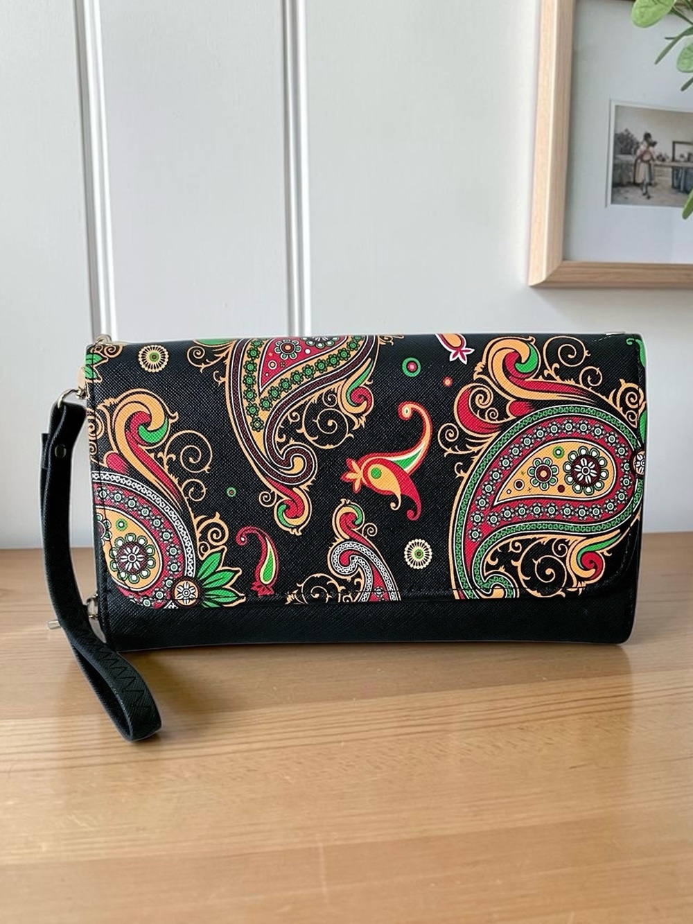 Paisley Rectangular Crossbody Bag / Clutch Zipper Closure